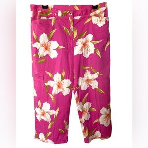 Ralph Lauren Vibrant Pink Floral Capris with Tropical Print